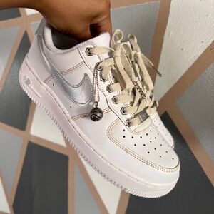 NEW Nike Air Force 01 White with Silver Swoosh